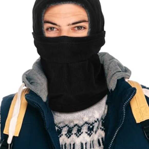 Fleece Balaclava Ski Mask Full Face Covering Hood Drawstring Winter Warm main image 7